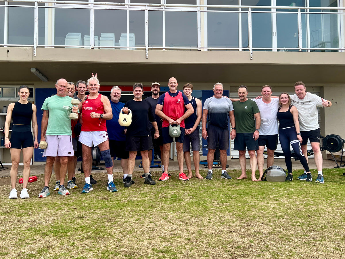 SportSpeed class members together after an outdoor training session in Narrabeen